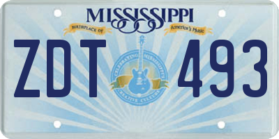 MS license plate ZDT493