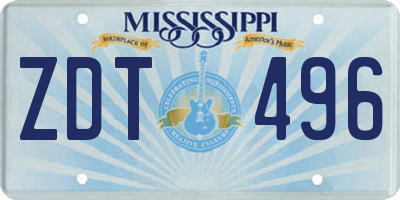 MS license plate ZDT496