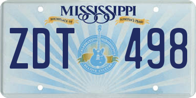MS license plate ZDT498