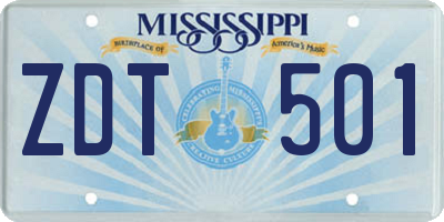 MS license plate ZDT501