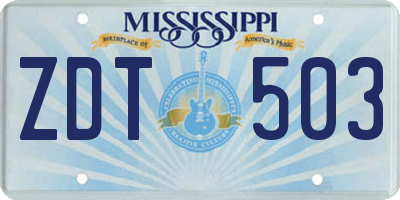 MS license plate ZDT503