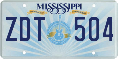 MS license plate ZDT504