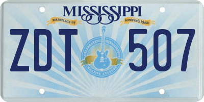 MS license plate ZDT507