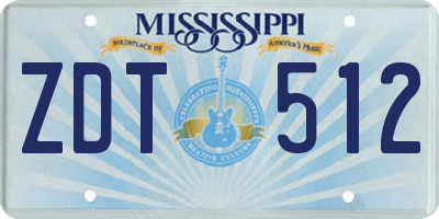 MS license plate ZDT512