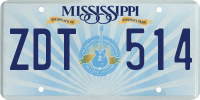 MS license plate ZDT514