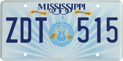 MS license plate ZDT515