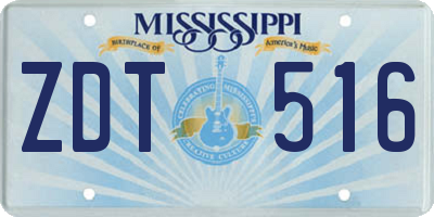 MS license plate ZDT516