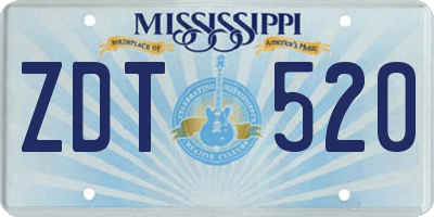 MS license plate ZDT520