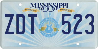 MS license plate ZDT523