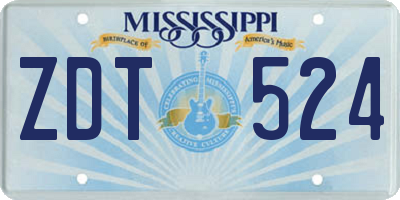 MS license plate ZDT524