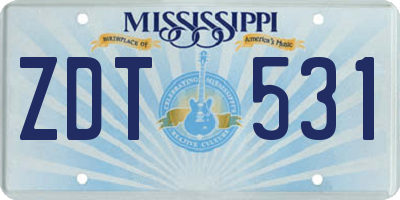 MS license plate ZDT531