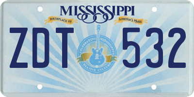 MS license plate ZDT532