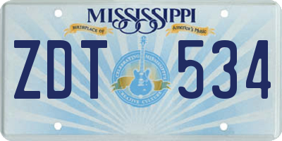 MS license plate ZDT534