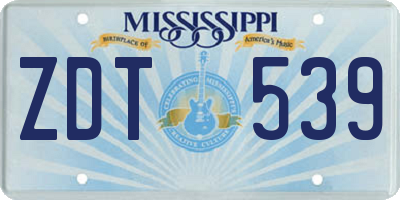 MS license plate ZDT539