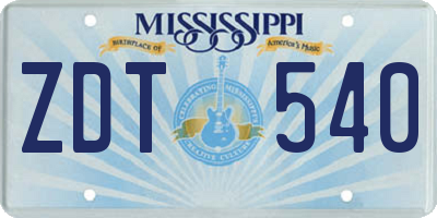 MS license plate ZDT540