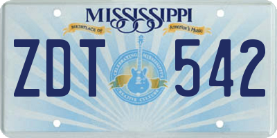 MS license plate ZDT542