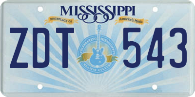 MS license plate ZDT543