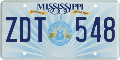 MS license plate ZDT548