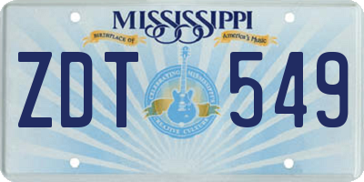 MS license plate ZDT549