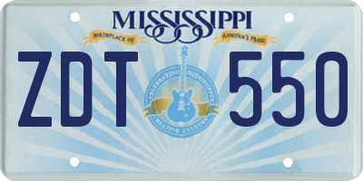 MS license plate ZDT550