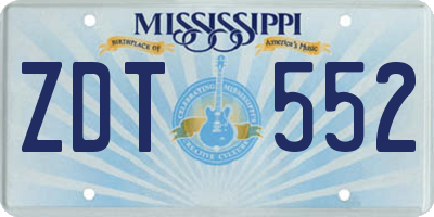 MS license plate ZDT552