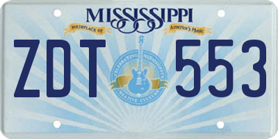 MS license plate ZDT553