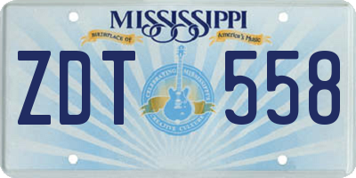 MS license plate ZDT558