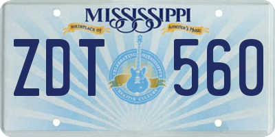 MS license plate ZDT560