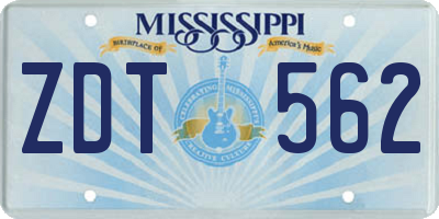 MS license plate ZDT562