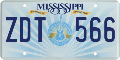 MS license plate ZDT566