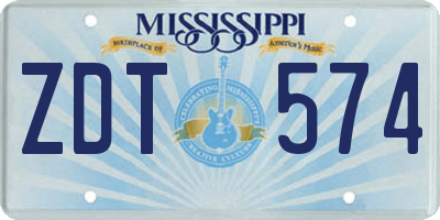 MS license plate ZDT574