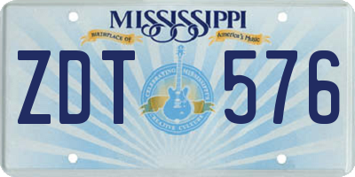 MS license plate ZDT576