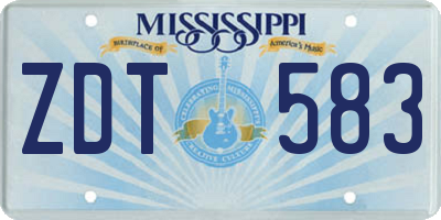 MS license plate ZDT583