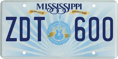 MS license plate ZDT600
