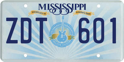 MS license plate ZDT601