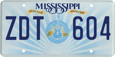 MS license plate ZDT604