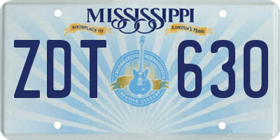 MS license plate ZDT630