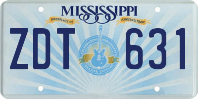 MS license plate ZDT631