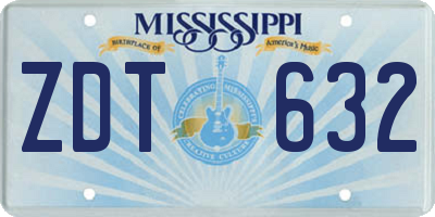 MS license plate ZDT632