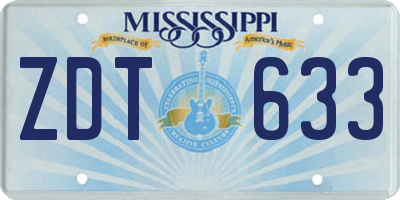 MS license plate ZDT633