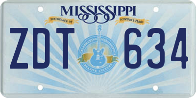 MS license plate ZDT634