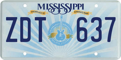 MS license plate ZDT637