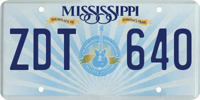 MS license plate ZDT640