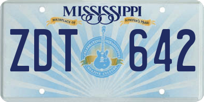 MS license plate ZDT642