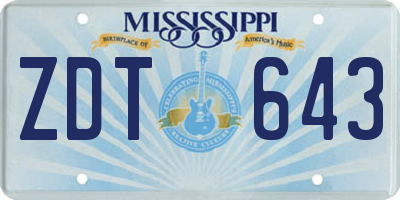 MS license plate ZDT643
