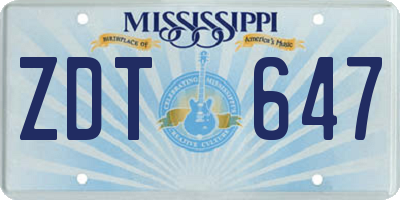 MS license plate ZDT647
