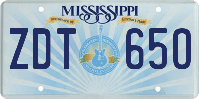 MS license plate ZDT650