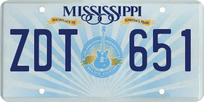 MS license plate ZDT651