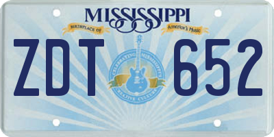 MS license plate ZDT652
