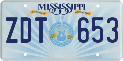 MS license plate ZDT653